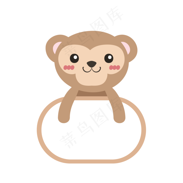 可爱动物猴子装饰图框素材,免抠元素