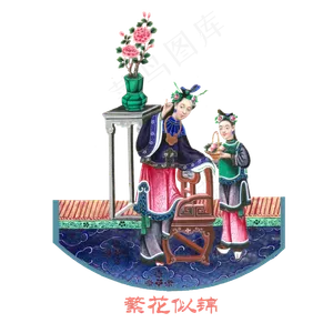 国潮传统中国古典美女闺秀繁花似