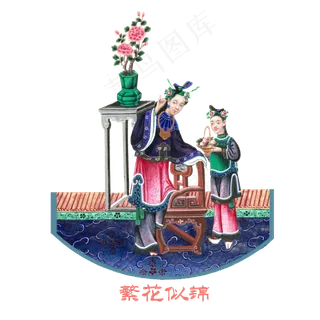 国潮传统中国古典美女闺秀繁花似