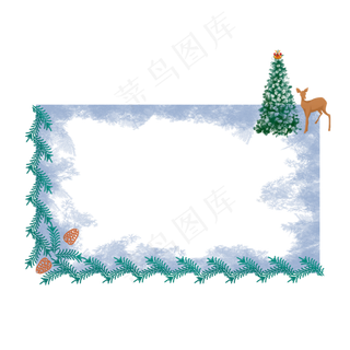 手绘圣诞边框松果小鹿圣诞树小清,免抠元素
