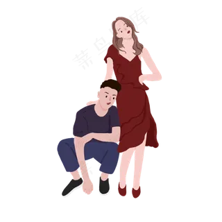 摆拍的情侣手绘png免抠素材