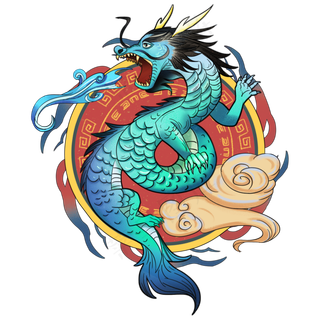 年画国潮四大神兽青龙,免抠元素