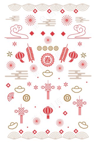 鼠年新年底纹,免抠元素