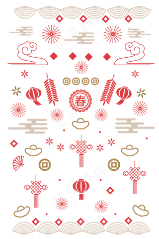 鼠年新年底纹,免抠元素