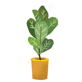 手绘绿色多肉盆栽矢量素材,免抠元素