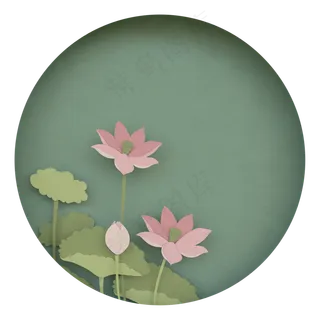 c4d立体剪纸荷花免费下载