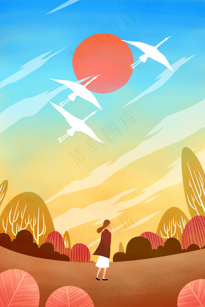 卡通手绘风立秋配图