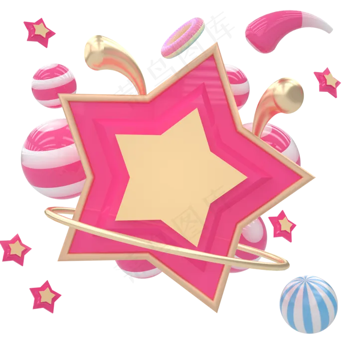 C4D喜庆五角星边框电商创意舞台(2000*2000px 300 dpi )