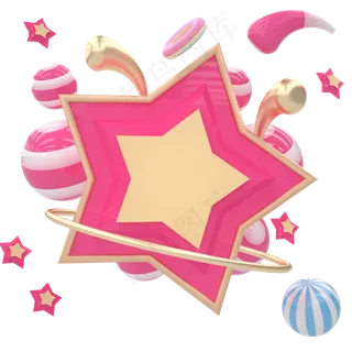 C4D喜庆五角星边框电商创意舞台