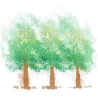 水彩绿色树木