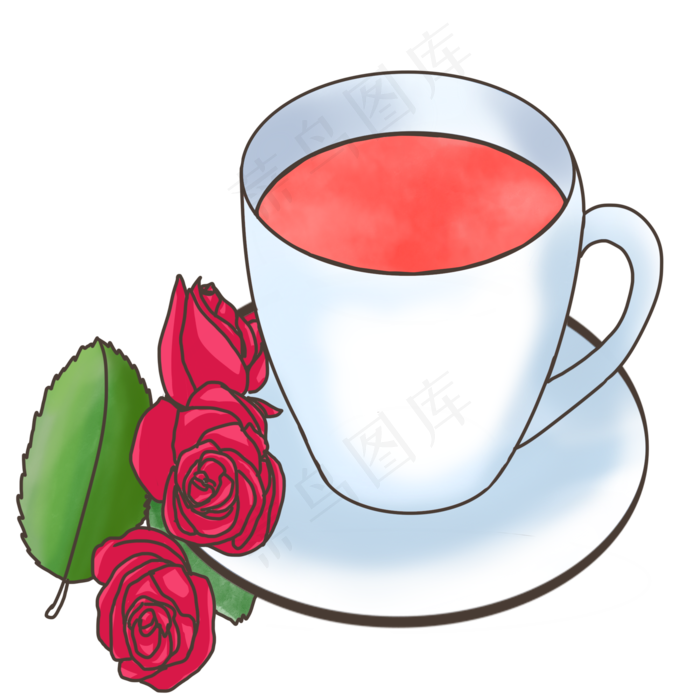 养生饮料玫瑰茶插画