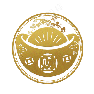 金色剪纸png下载,免抠元素