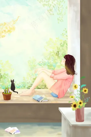 居家女孩周末慵懒的午后