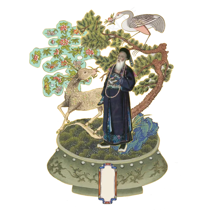古典中国传统人物吉祥松鹤延年寿(4000X4000(DPI:300))psd模版下载