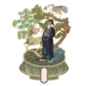 古典中国传统人物吉祥松鹤延年寿