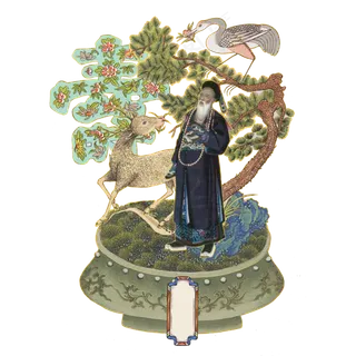 古典中国传统人物吉祥松鹤延年寿