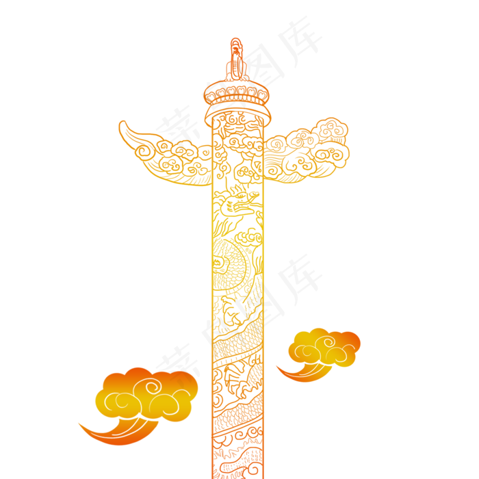 金色渐变华表(2000X2000(DPI:300))psd模版下载