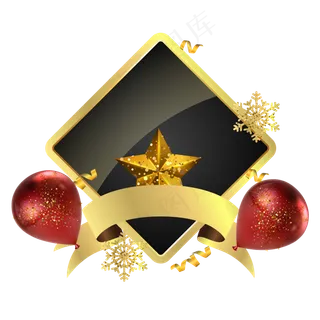 圣诞节黑金边框,免抠元素