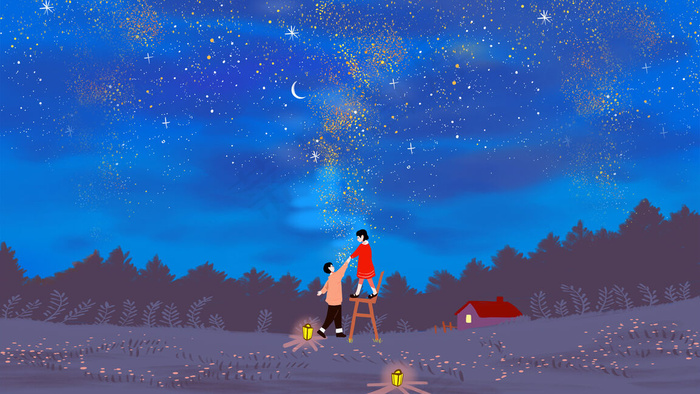 情侣情人节治愈系森林春天春季踏青梦想星空(2880X1620(DPI:300))psd模版下载