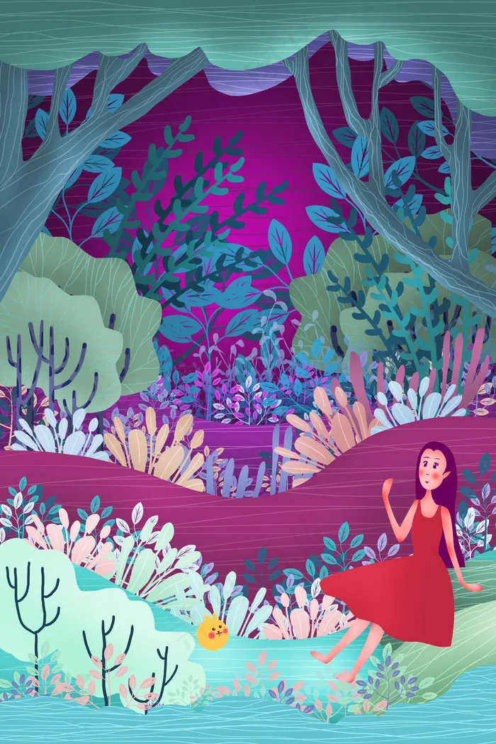 探险少女的奇幻世界之旅(3545*5315px 300 dpi )psd模版下载
