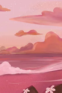 粉色星空下的云海