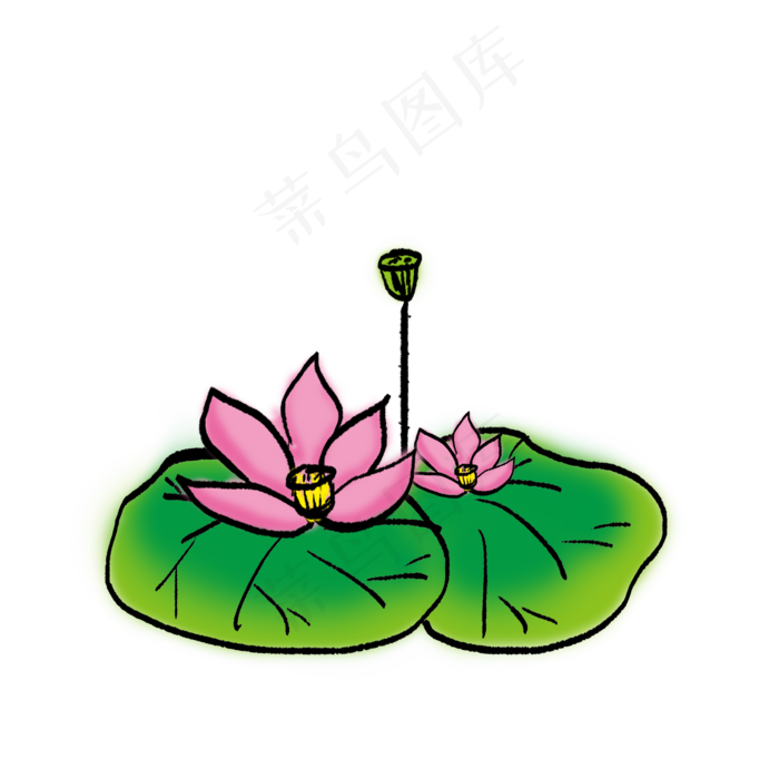 水墨画荷花元素(2000X2000(DPI:150))psd模版下载