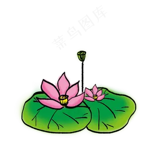 水墨画荷花元素