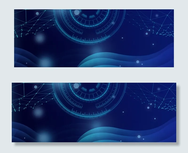 蓝色渐变圆盘科技banner(1920*700px 	       )psd模版下载