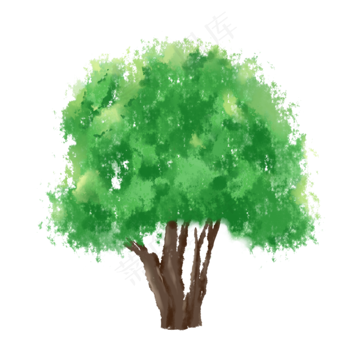 水彩大树绿色植物(2050X2050(DPI:299))psd模版下载