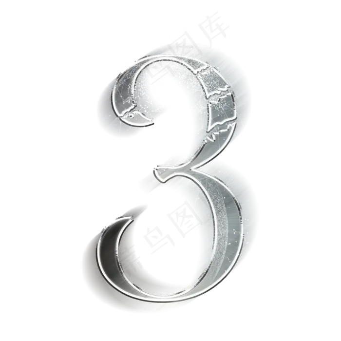 动感金属数字3(2000*2000px 	      )psd模版下载