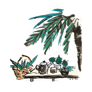 端午节水墨风粽子手绘