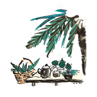 端午节水墨风粽子手绘