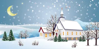 夜晚中的下雪天气