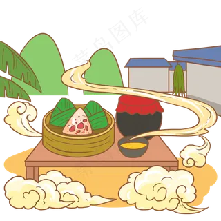 端午节黄色卡通元素