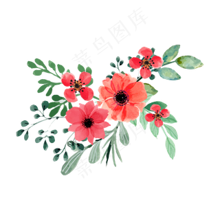 森系小清新水彩手绘绿叶花朵