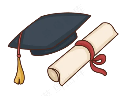 学士帽和学位证书PNG免抠图