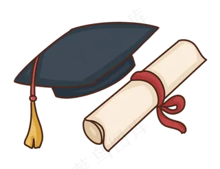 学士帽和学位证书PNG免抠图