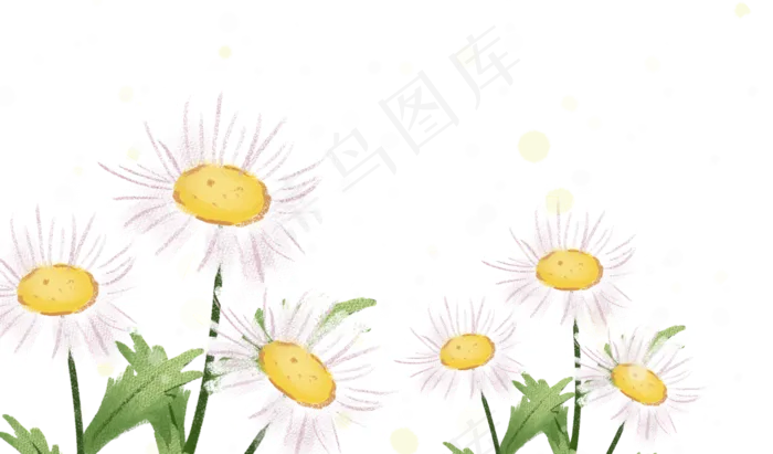 手绘卡通白花元素(3545X1260(DPI:300))psd模版下载