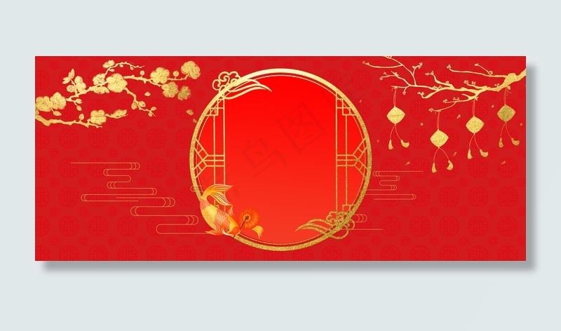 新年中国风猪年红色喜庆2019跨年背景