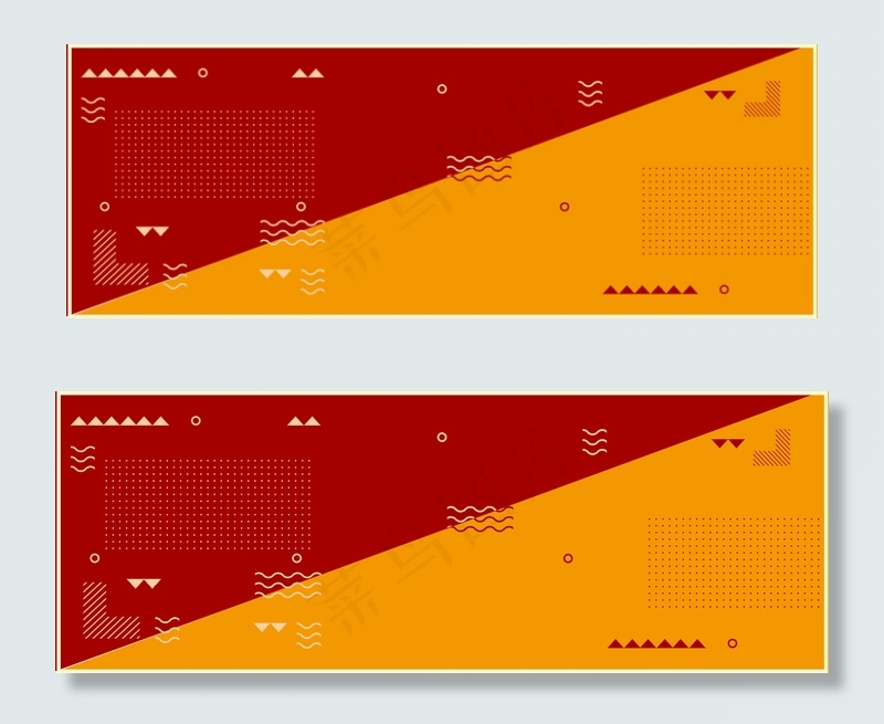 红黄色趣味几何孟菲斯banner