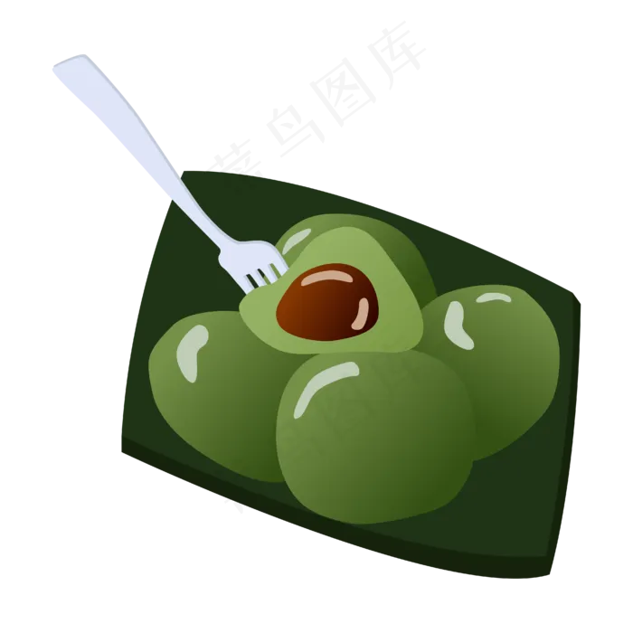矢量卡通绿色青团