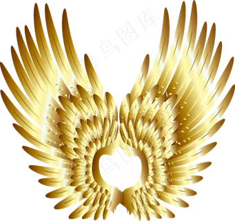 金色鸟翅膀,免抠元素