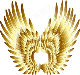 金色鸟翅膀,免抠元素