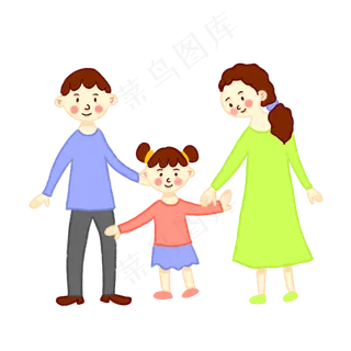 手绘矢量免抠卡通可爱一家三口秋