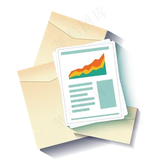 手绘橘色文件袋免抠图