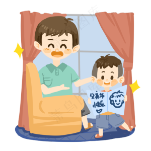 父亲节孩子送父亲卡片PNG素材