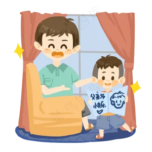 父亲节孩子送父亲卡片PNG素材
