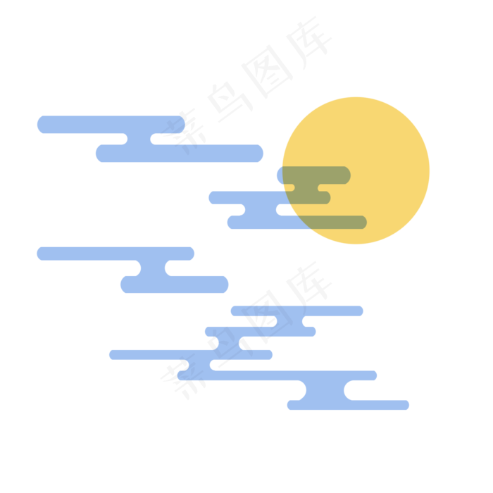 中式云纹月亮云朵装饰,免抠元素(2000X2000(DPI:300))psd模版下载
