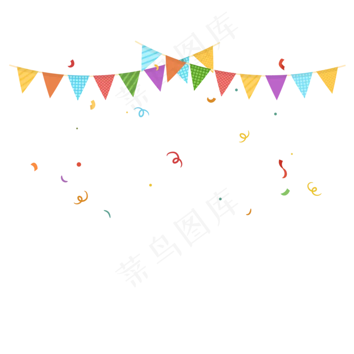 节日装饰卡通彩旗元素,免抠元素(2000*2000px)ai矢量模版下载