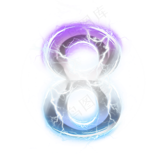 炫酷紫色蓝色闪电数字8